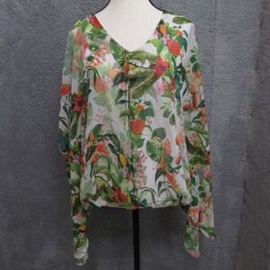 Catherine Shirt Womens M Green Floral Fairycore Fairy Earthy Ethereal Whimsical